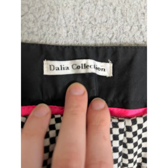 Dalia Collection Pants 6 Small Check Slim Leg Stretch Knit Low Rise Black White - Picture 7 of 16